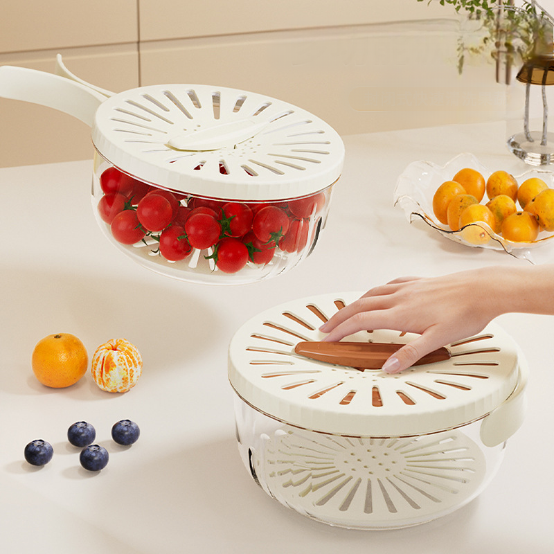Foldable Quick-Drain Basket with Rotating Lid