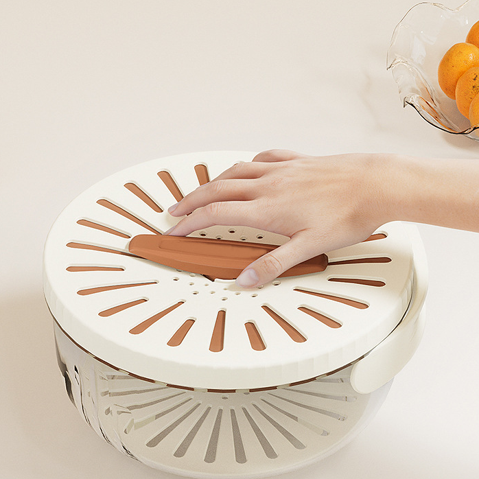 Foldable Quick-Drain Basket with Rotating Lid