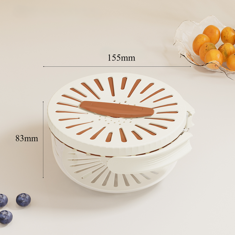 Foldable Quick-Drain Basket with Rotating Lid