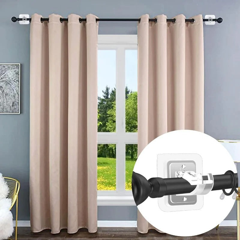 Nail-Free Adjustable Curtain Rod Bracket Holders – Drill-Free & Wall-Safe