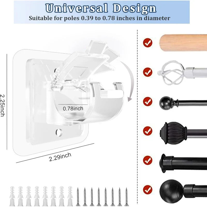 Nail-Free Adjustable Curtain Rod Bracket Holders – Drill-Free & Wall-Safe
