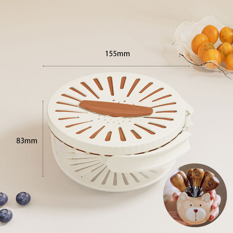 Foldable Quick-Drain Basket with Rotating Lid