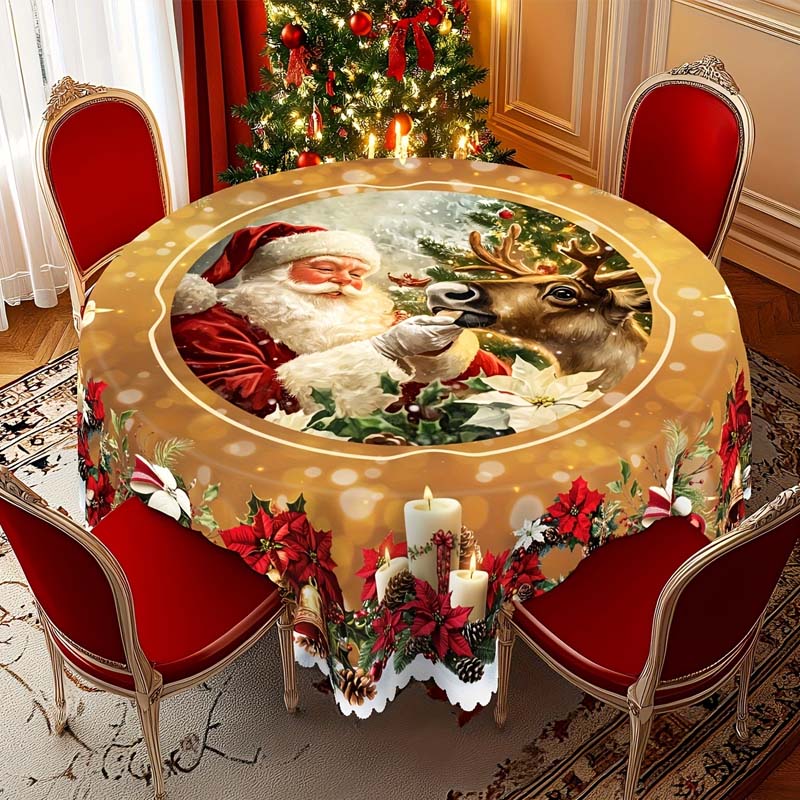 🎁Black Friday Mega Offer🎄Christmas Tablecloth – Festive Table Decoration for Christmas & Holidays, Washable