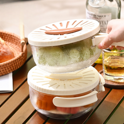 Foldable Quick-Drain Basket with Rotating Lid
