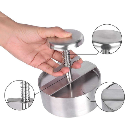 Manual meat press for hamburger patties