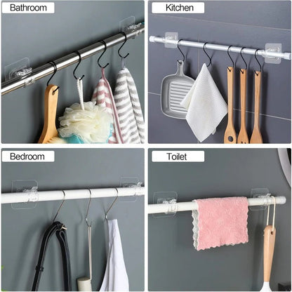 Nail-Free Adjustable Curtain Rod Bracket Holders – Drill-Free & Wall-Safe