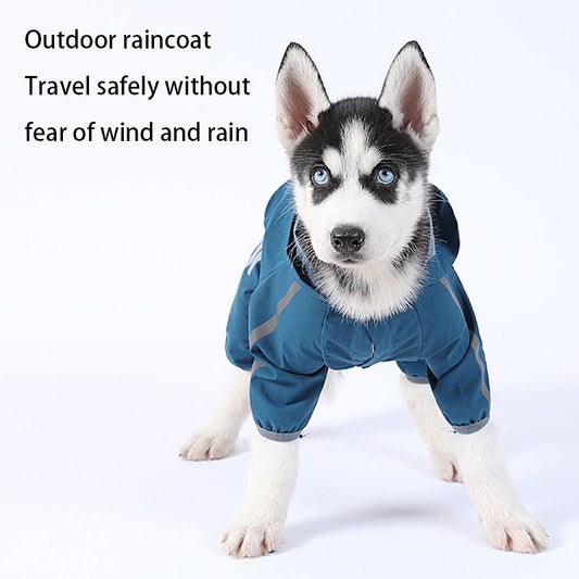 Big dog raincoat, cape style with reflective strips, windproof and rainproof pet raincoat