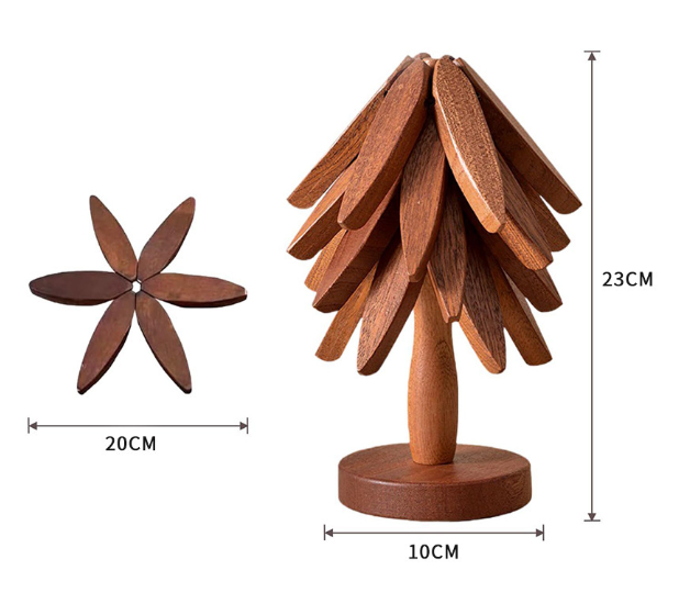 Tree Design Solid Wood Heat-Resistant Trivets - Creative Table Mats, Pot Holders & Cup Coasters for Kitchen, Anti-Scald Home Decor, Eco-Friendly Household Essentials