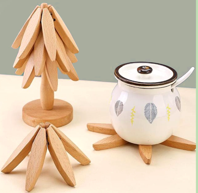 Tree Design Solid Wood Heat-Resistant Trivets - Creative Table Mats, Pot Holders & Cup Coasters for Kitchen, Anti-Scald Home Decor, Eco-Friendly Household Essentials