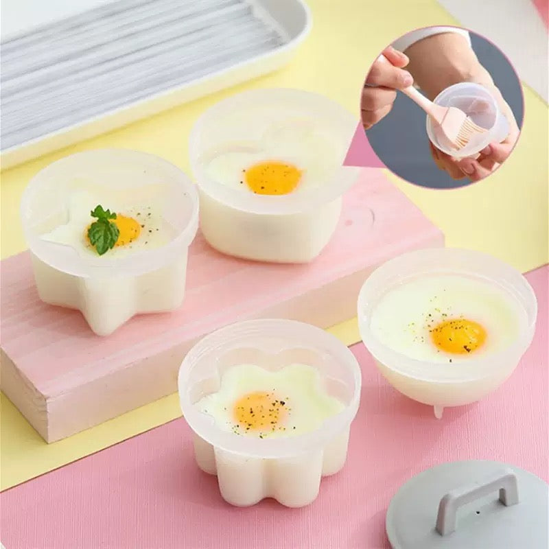 Breakfast Boiled Egg Mold - Set of 4 with Brush