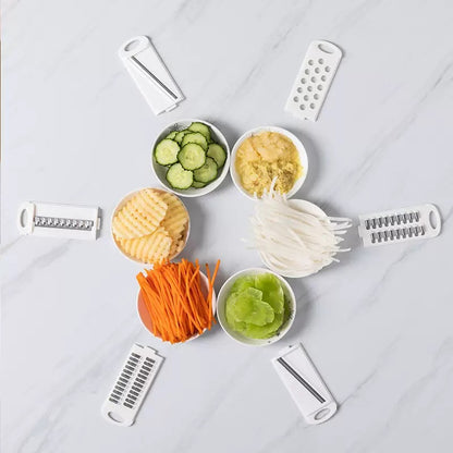 Vegetable Choppers with Drain Basket | 9 in 1 Vegetable Slicer Blades (1 Set)