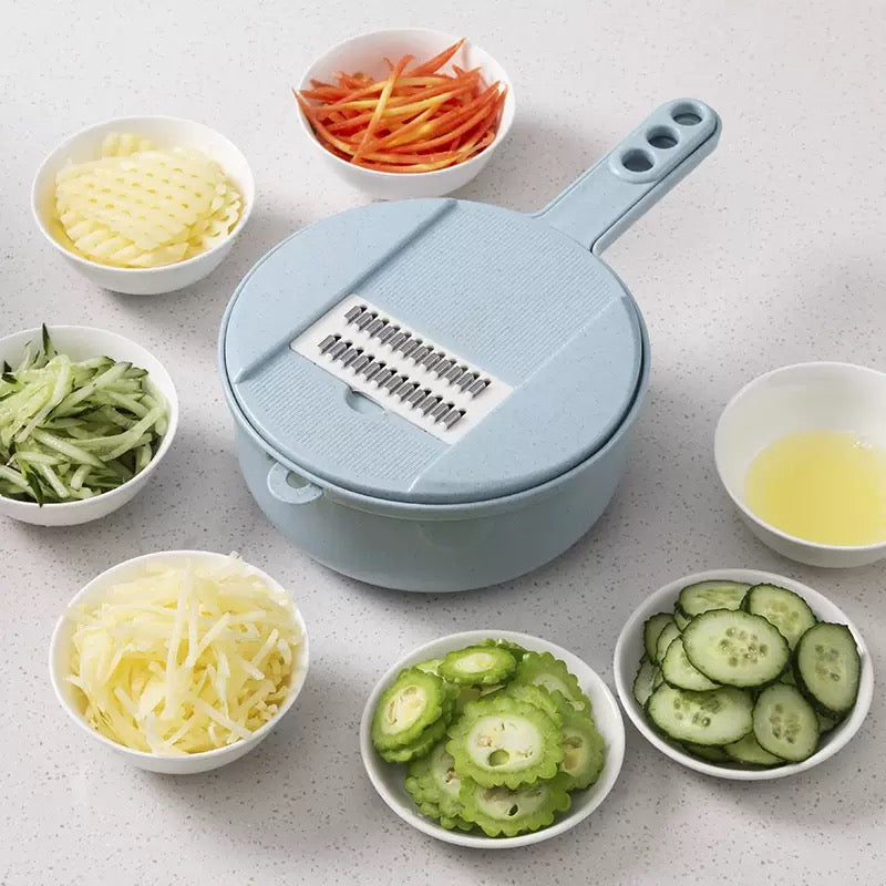 Vegetable Choppers with Drain Basket | 9 in 1 Vegetable Slicer Blades (1 Set)