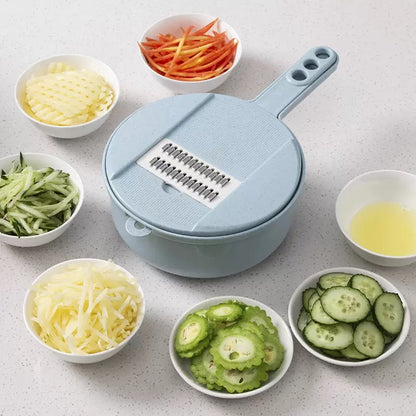 Vegetable Choppers with Drain Basket | 9 in 1 Vegetable Slicer Blades (1 Set)