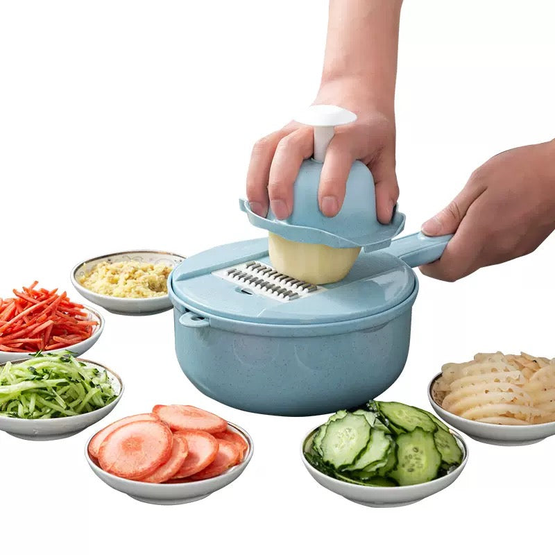 Vegetable Choppers with Drain Basket | 9 in 1 Vegetable Slicer Blades (1 Set)