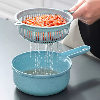 Vegetable Choppers with Drain Basket | 9 in 1 Vegetable Slicer Blades (1 Set)