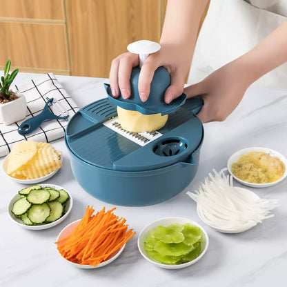 Vegetable Choppers with Drain Basket | 9 in 1 Vegetable Slicer Blades (1 Set)