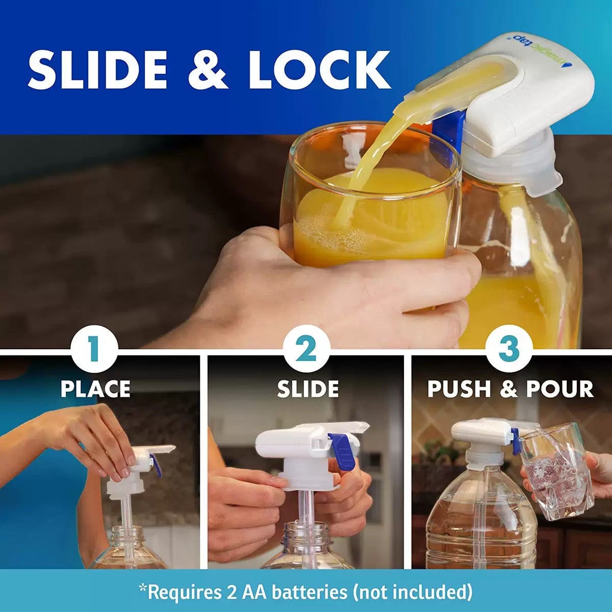 The Magic Tap Automatic Drink Dispenser - Hands-Free Beverage Dispenser for Fridge - Perfect for Milk, Juice