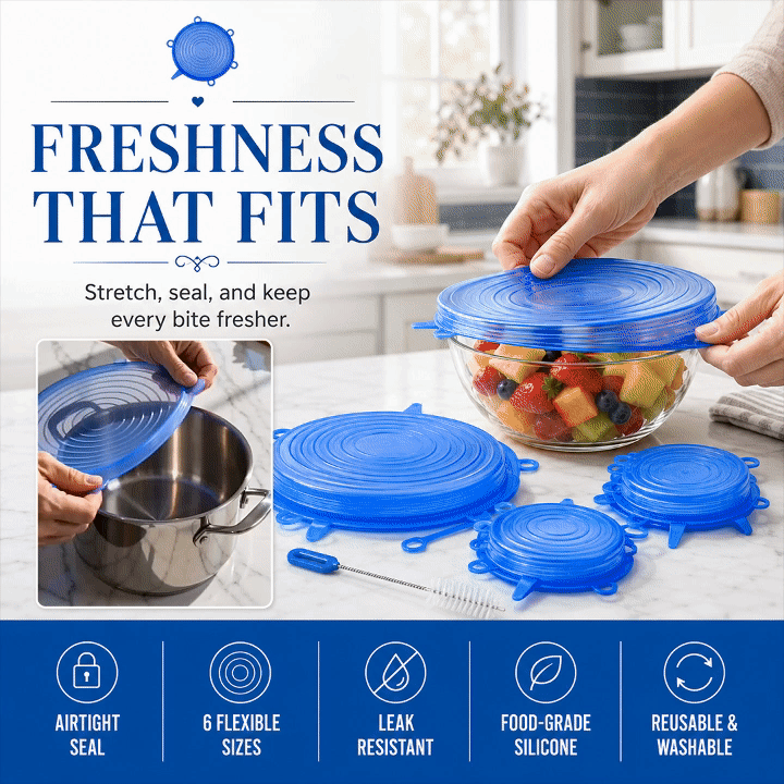 Reusable Silicone Stretch Lids – 6 Piece Set