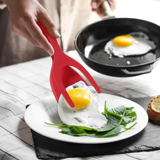 2-in-1 Silicone Turner and Spatula Tong – Egg Flipper, Versatile Kitchen Cooking Tool for Eggs, Pancakes, French Toast & Omelets- Kitchen Utensils