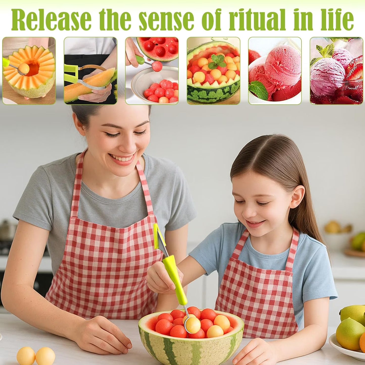 Melon Baller Scoop Set,4 In 1 fruit cutters shapes
