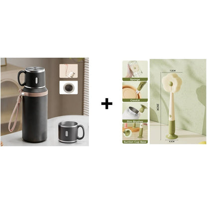 Stainless Steel Vacuum-Insulated Bottle with Lidded Cup