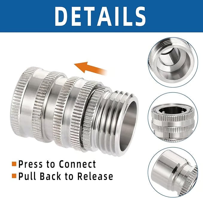 Stainless Steel Garden Hose Quick Connect Fittings Set