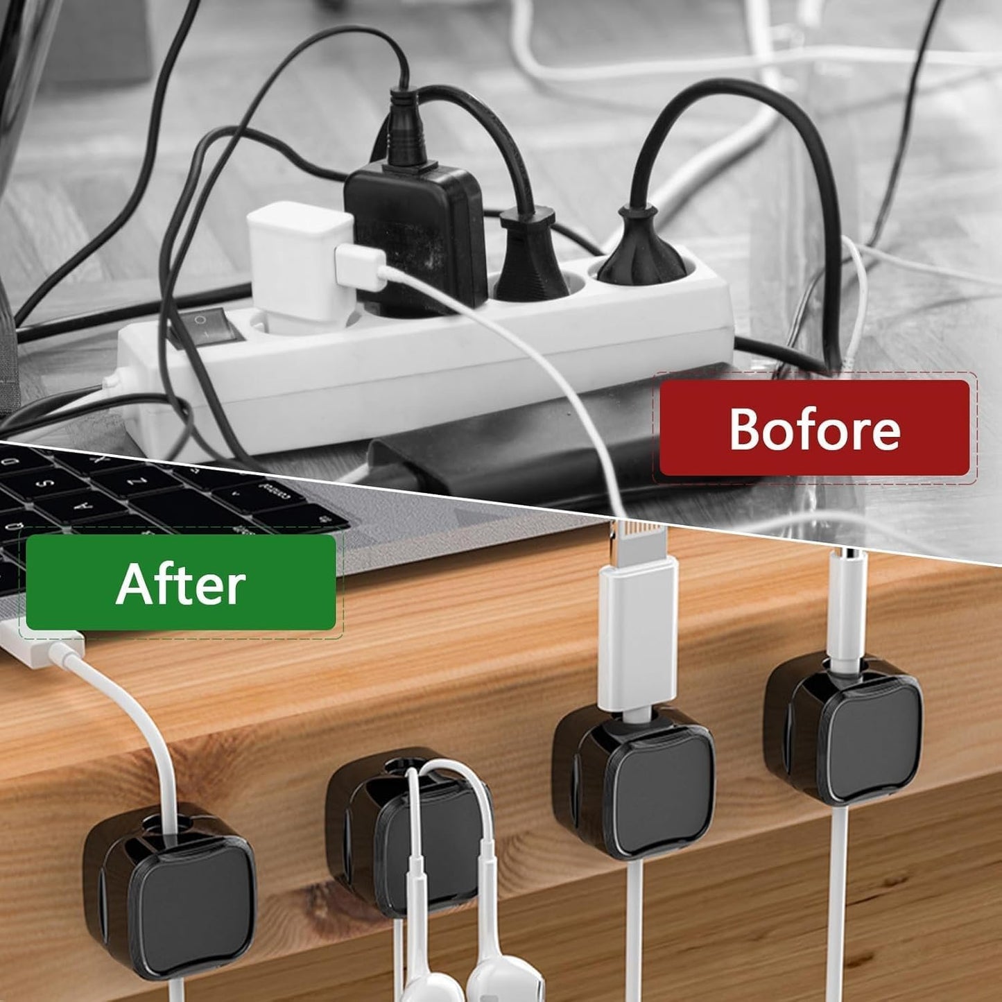 Magnetic Cord Organizer, Easy Secure Adhesive Cable Management