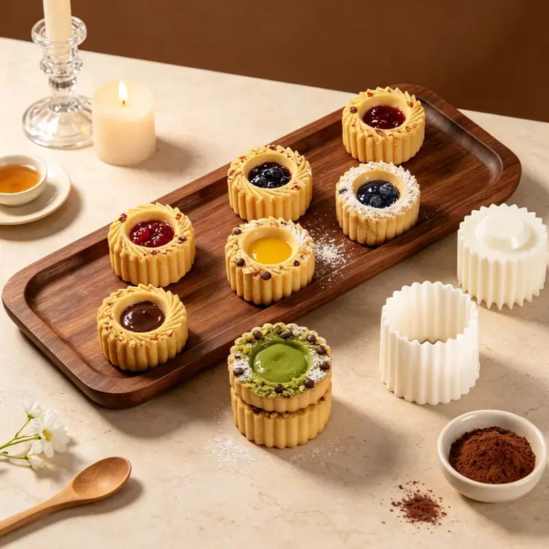 2 Counts Sunflower‑Patterned Round Hand‑Press Mooncake Mold, French‑Style Lace Pastry Mold 🍪