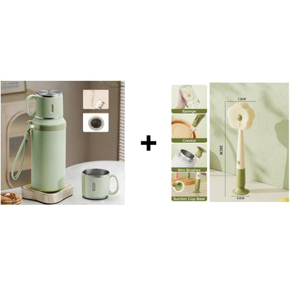 Stainless Steel Vacuum-Insulated Bottle with Lidded Cup