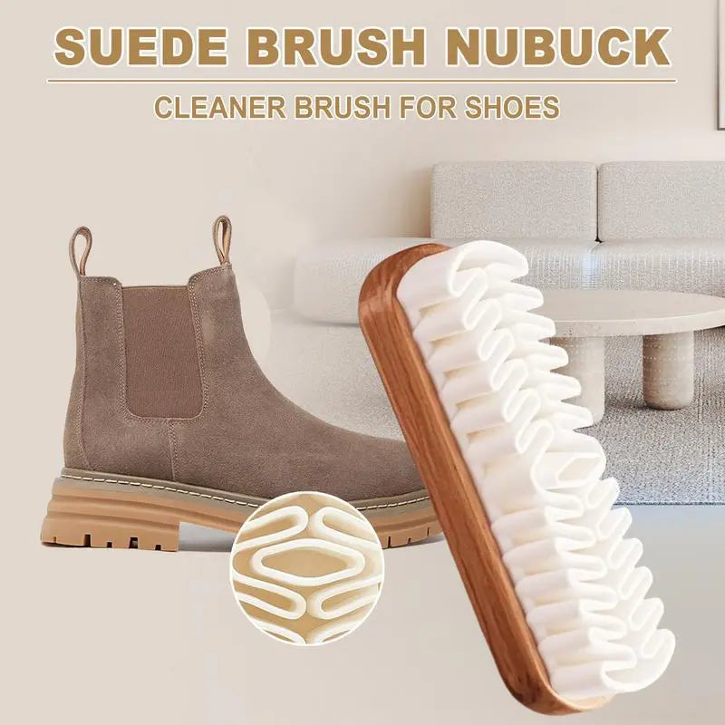 2-in-1 Suede Shoe Brush – TPR Crepe Bristles for Nubuck, Boots, Jackets & Leather Care