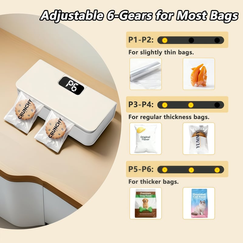 🛍️ USB-C Rechargeable Mini Bag Sealer – One-Touch, Adjustable & Portable Freshness