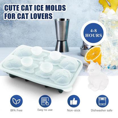 🍹 Must-Have! Cat Ice Cube Mold – Cute & Large Ice Tray for Cocktails