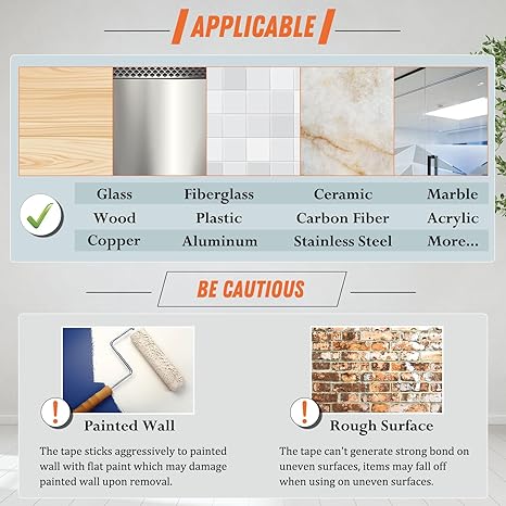 Extra Large Double Sided Tape, Clear & Tough Nano Tape, Multipurpose Mounting Tape