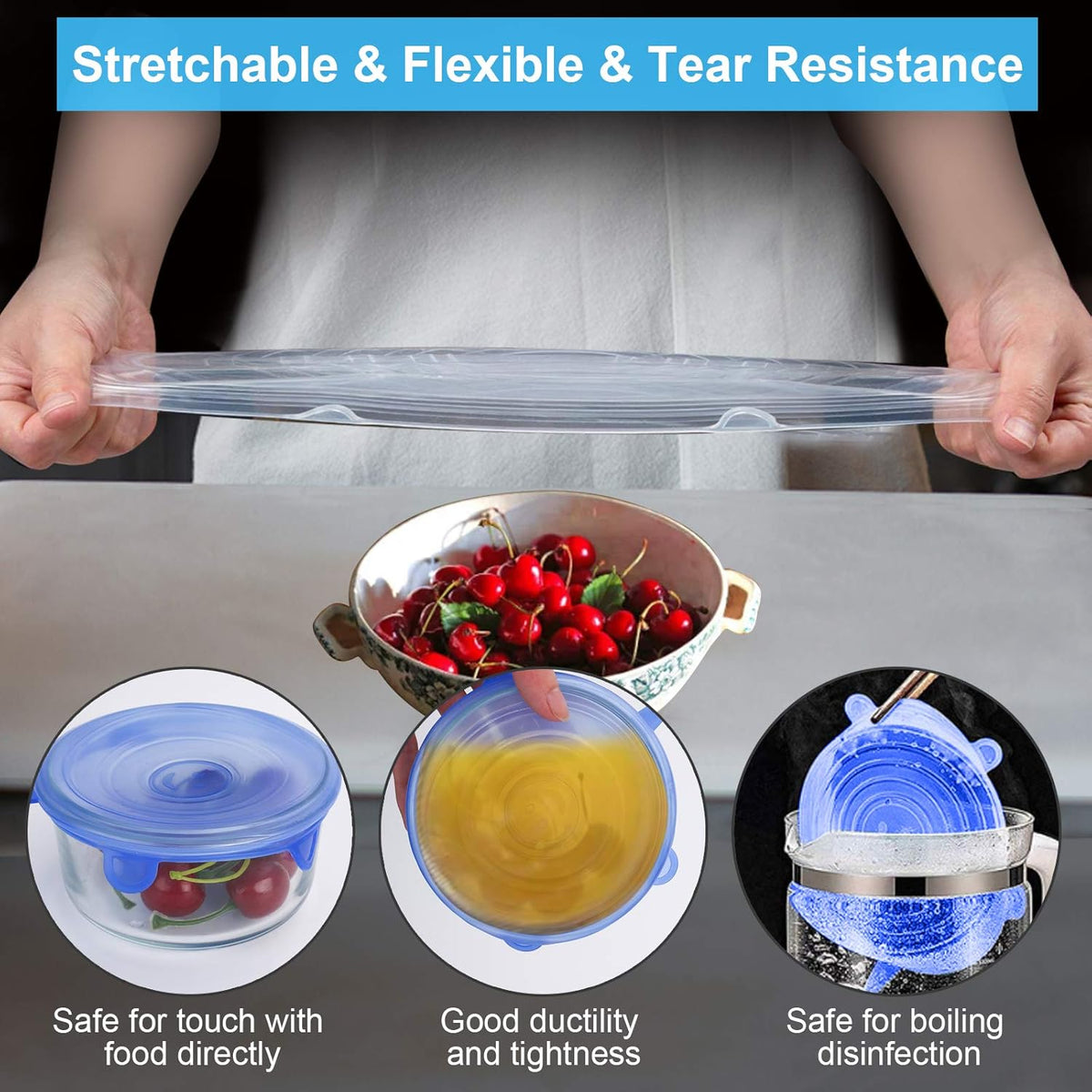 Reusable Silicone Stretch Lids – 6 Piece Set