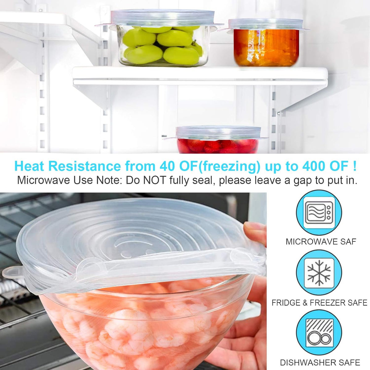 Reusable Silicone Stretch Lids – 6 Piece Set