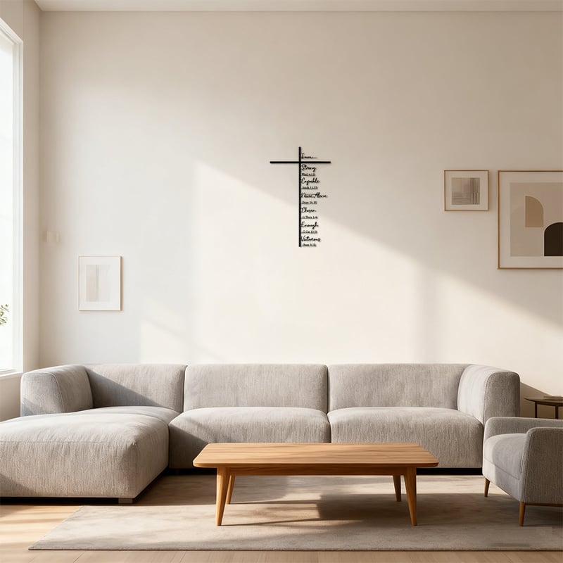 🕊️✝️ Elegant Metal Cross Wall Art – Scripture-Inspired Design for Peaceful Living Spaces 🌸