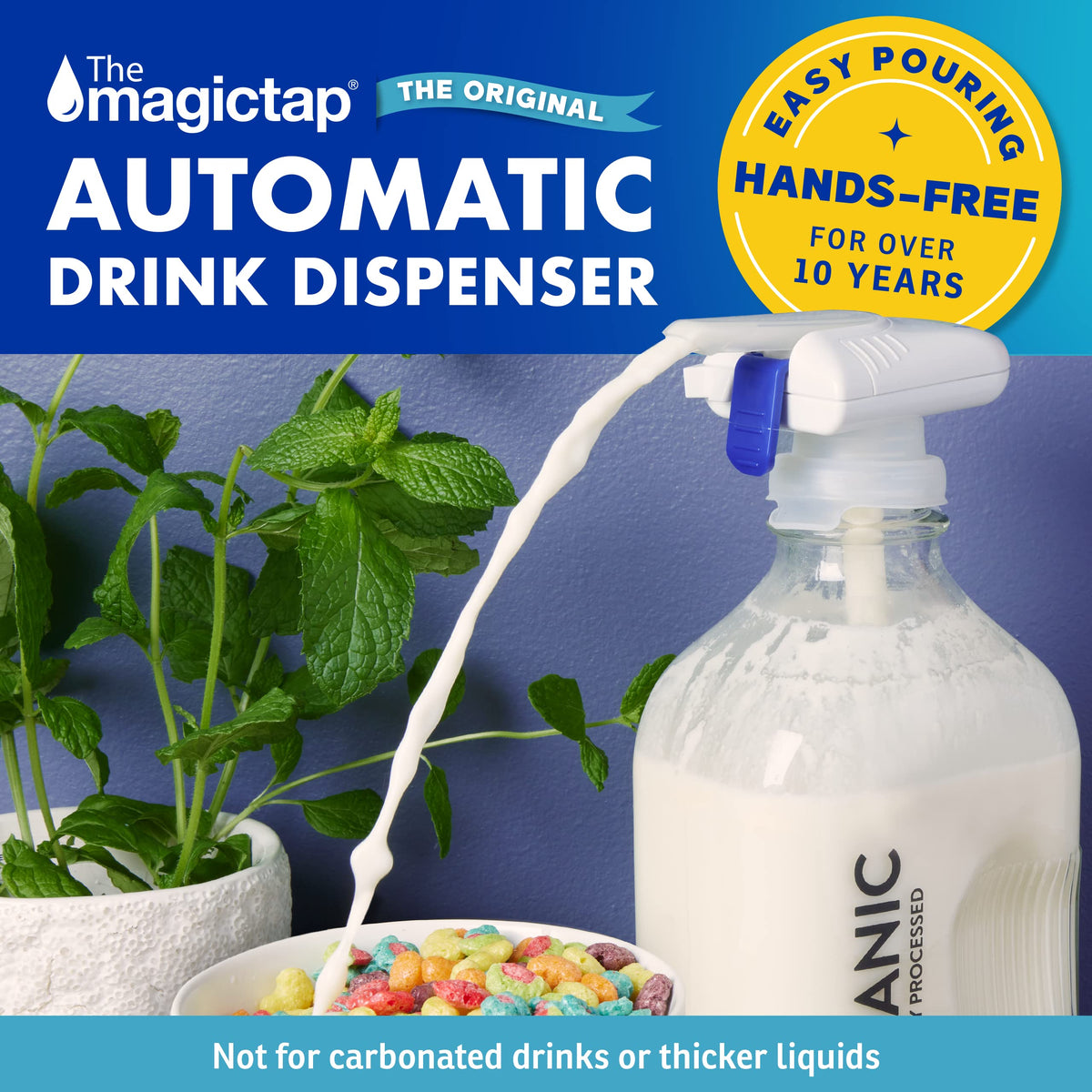 The Magic Tap Automatic Drink Dispenser - Hands-Free Beverage Dispenser for Fridge - Perfect for Milk, Juice