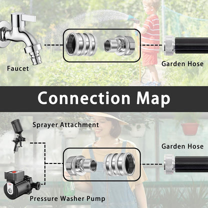 Stainless Steel Garden Hose Quick Connect Fittings Set