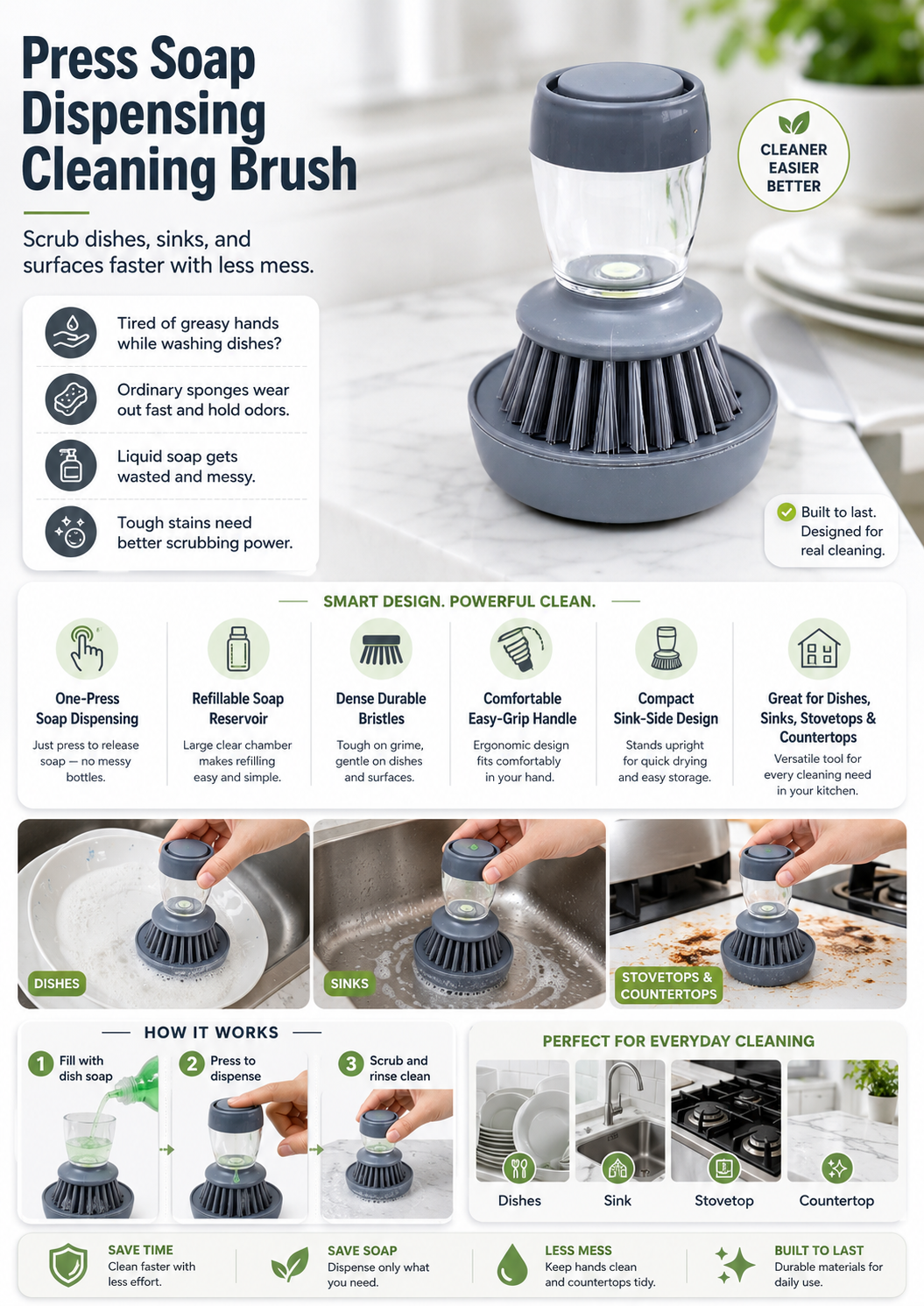Dish Brush With Soap Dispenser