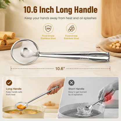 2-in-1 Stainless Steel Oil Strainer Tongs