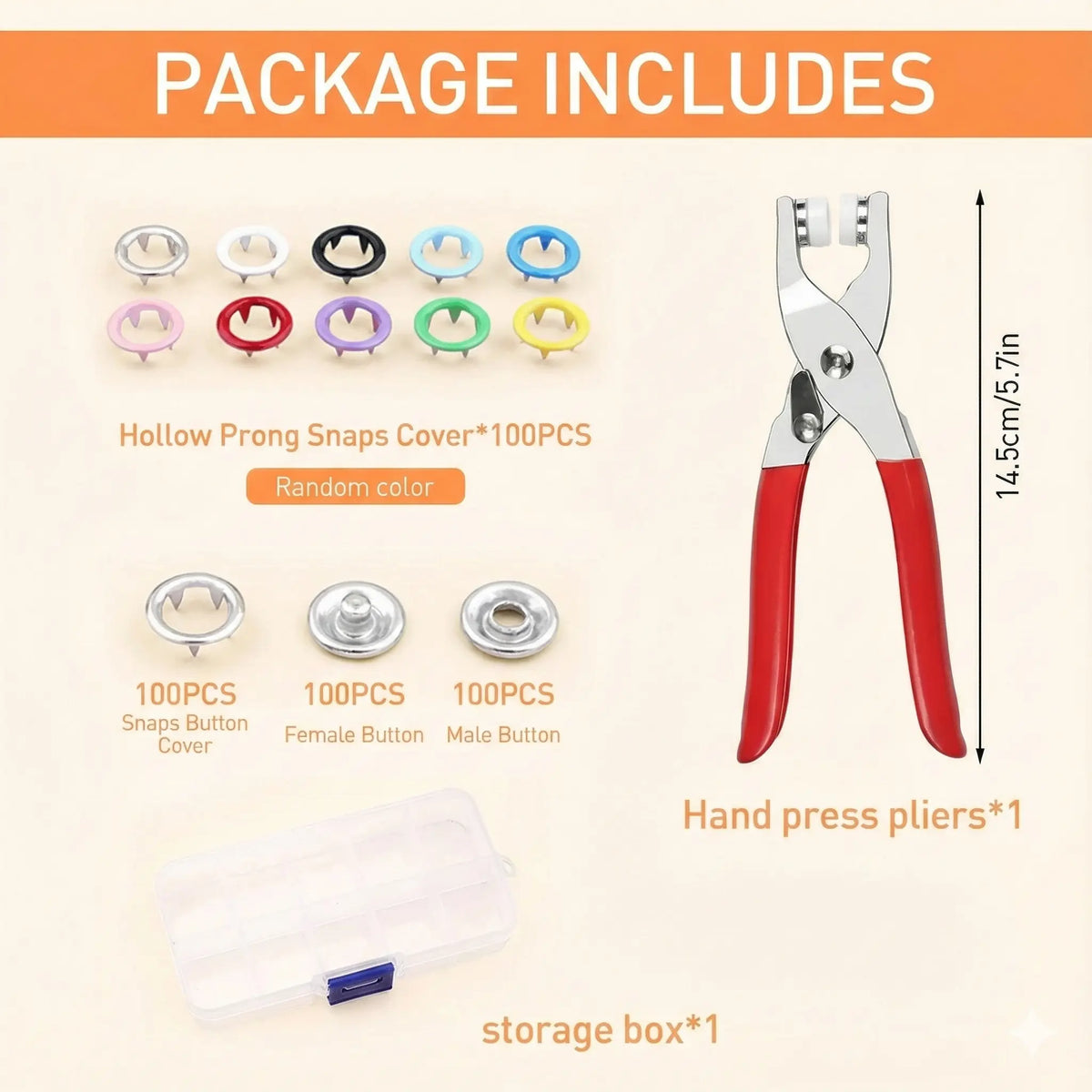 CraftPress Snap Button & Pliers Tool Kit | 100pcs Metal Snaps for Clothes, Bags & Crafts 🧵