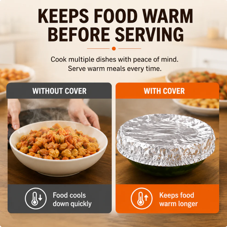 Aluminum Foil Thermal Cover for Dining Tables & Food Containers 100 Pack！