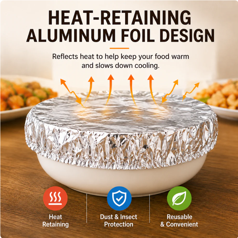 Aluminum Foil Thermal Cover for Dining Tables & Food Containers 100 Pack！