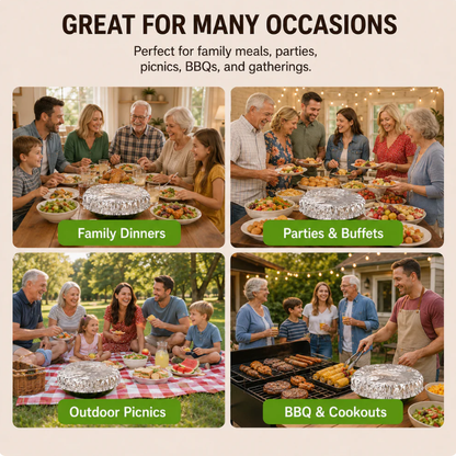 Aluminum Foil Thermal Cover for Dining Tables & Food Containers 100 Pack！