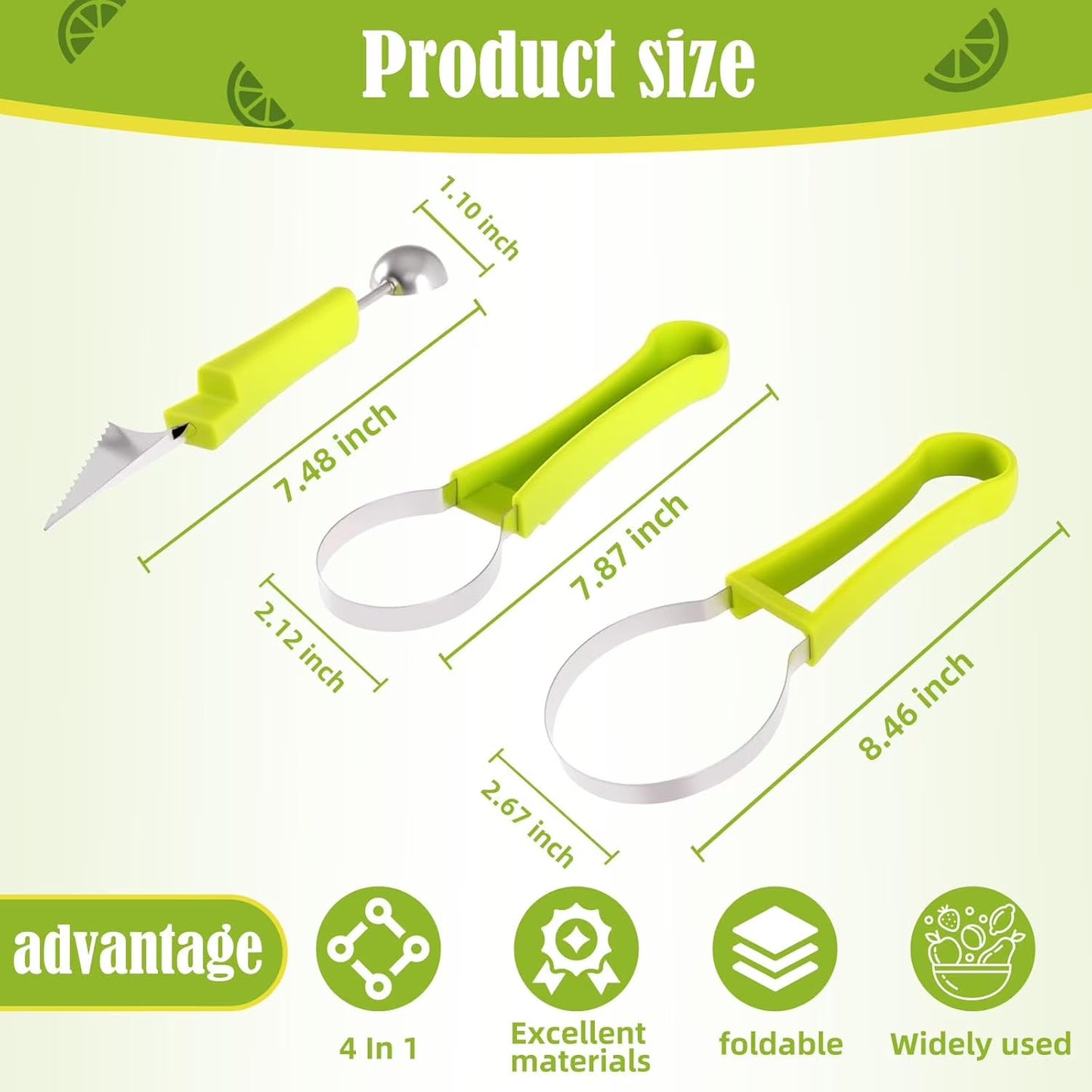 Melon Baller Scoop Set,4 In 1 fruit cutters shapes