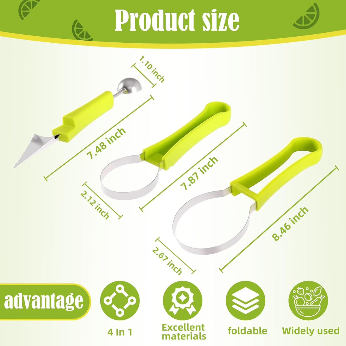 Melon Baller Scoop Set,4 In 1 fruit cutters shapes