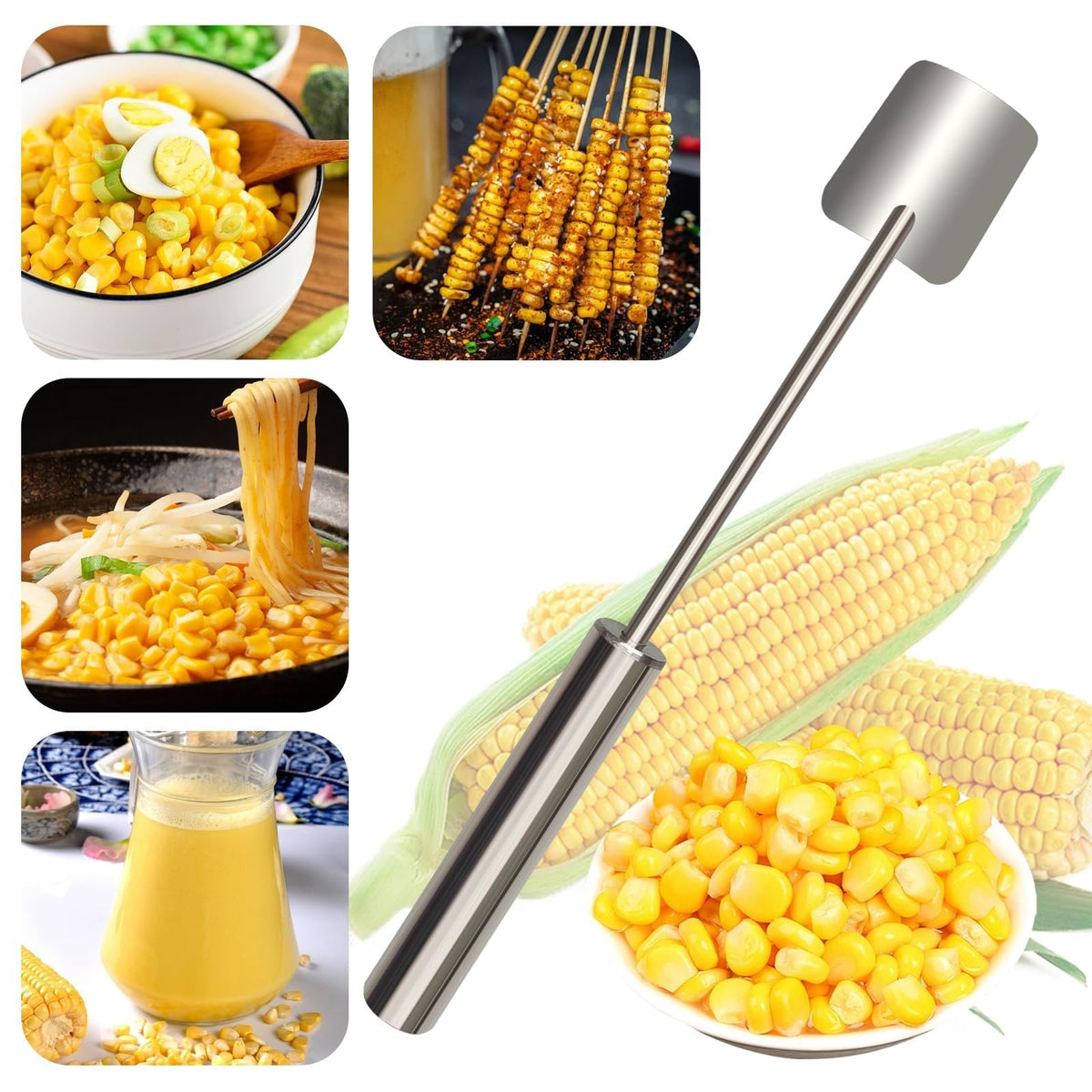 Long Handle Stainless Steel Corn Stripping Tool StripChef