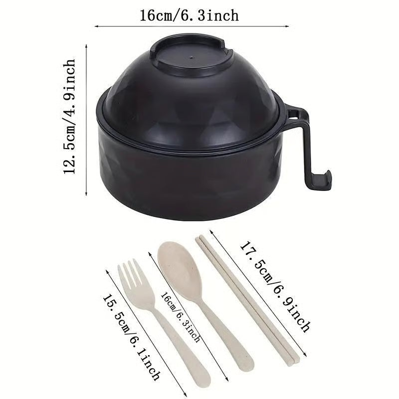 Ramen Bowl Set, 1/2 Counts Microwave Safe Instant Noodle Bowl & Tableware Kit, Durable Matching Lunch Box For Student and Office Workers