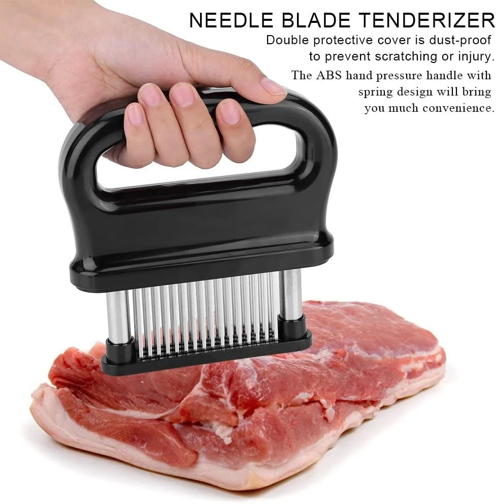Meat Tenderizer with 48 Stainless Steel Blades, Tenderizing Steak Chicken Beef Fish Pork