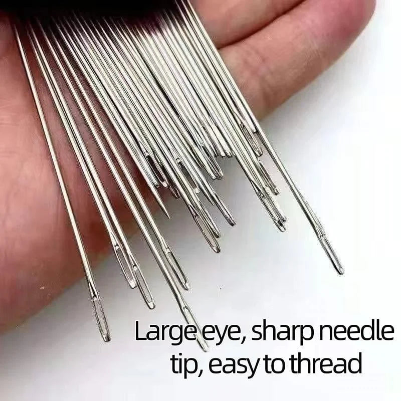 🧵34PCS Big Eye Steel Needles Set - Long & Thin Handmade Quilting & Sewing Needles Kit for DIY Sewing Projects